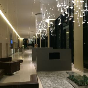 lustre contemporain / en verre / en laiton / en nickel