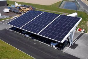 abri de voiture en métal / professionnel / avec panneaux photovoltaïques intégrés