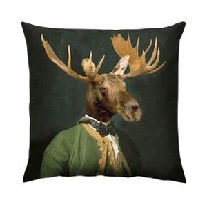 coussin carré / motif animalier / en coton