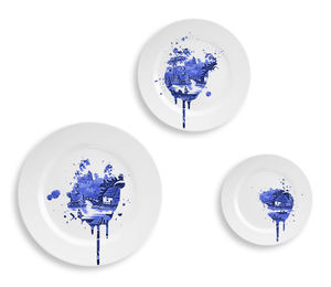 assiette ronde / en porcelaine / blanche / à motif