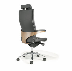 fauteuil de direction contemporain / en noyer / en tissu / en cuir