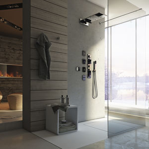 pommeau de douche mural / rectangulaire / pluie / avec chromothérapie