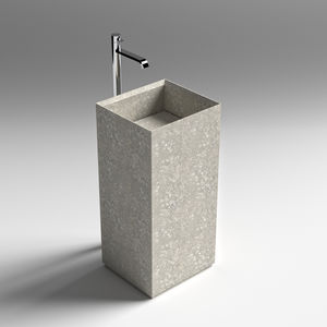 vasque sur pied / carrée / en pierre naturelle / contemporaine