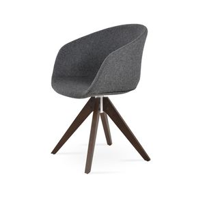 chaise contemporaine / tapissée / avec accoudoirs / pivotante