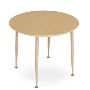table à manger contemporaine / en acier / en noyer / ronde