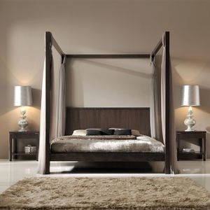 lit à baldaquin / double / contemporain / avec tête de lit