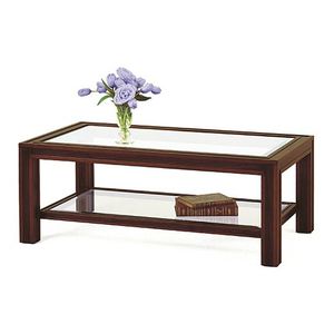 table basse contemporaine / en noyer / en verre / rectangulaire