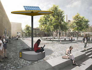station de recharge pour téléphone portable / avec banc intégré