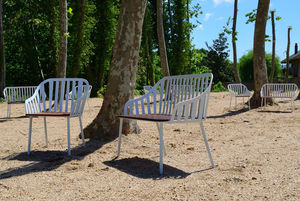 banc de jardin / classique / en bois / en acier