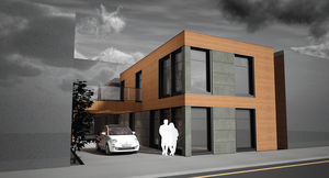 maison préfabriquée / contemporaine / ossature métallique / à 2 étages