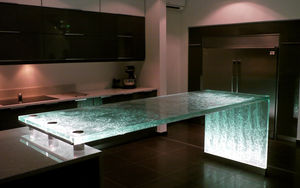 comptoir de cuisine / en verre / droit / lumineux