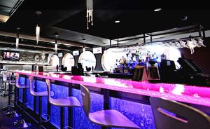 comptoir de bar / en verre / droit / en L
