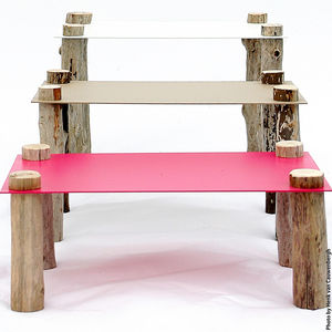 table gigogne contemporaine / en bois / rectangulaire / en matériau de récupération