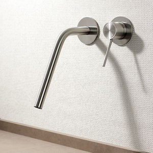 mitigeur pour vasque / mural / en inox / 2 trous