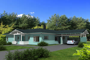 maison préfabriquée / en bois massif empilé / classique / à ossature bois