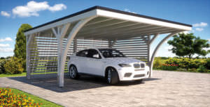 abri de voiture en métal / avec panneaux photovoltaïques intégrés