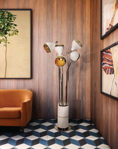 lampe sur pied / vintage / en aluminium / en laiton