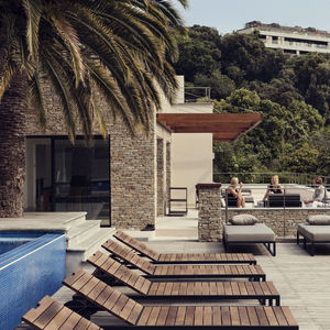 bain de soleil contemporain / en teck / en acier inoxydable / de jardin