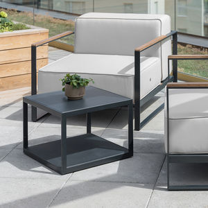 fauteuil de jardin / contemporain / en teck / en acier inoxydable