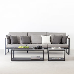 canapé contemporain / de jardin / en teck / en acier inoxydable
