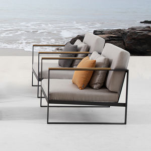 fauteuil contemporain / en teck / en acier inoxydable / en Sunbrella®