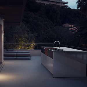 cuisine contemporaine / en inox / avec îlot / modulaire