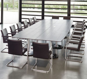 table de réunion contemporaine / en bois / en métal / rectangulaire