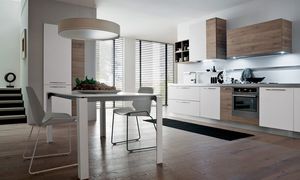 cuisine contemporaine / en stratifié / en plaqué bois / laquée