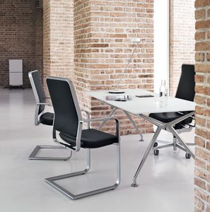 fauteuil de bureau contemporain / en résille / en cuir / en acier