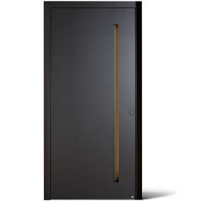 porte d'entrée / battante / en bois / en aluminium