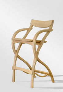 chaise de bar contemporaine / avec accoudoirs / en frêne / en wengé