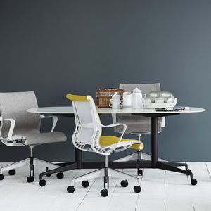 fauteuil de bureau contemporain / en tissu / en maille / à roulettes