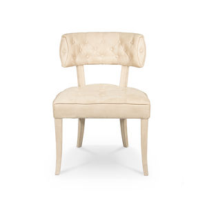 chaise de salle à manger contemporaine / tapissée / en velours / blanche