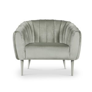 fauteuil contemporain / en velours / beige