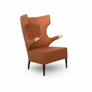 fauteuil contemporain / en simili cuir / à oreilles / avec dossier haut