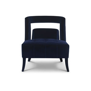 chauffeuse contemporaine / en velours / bleue / professionnelle
