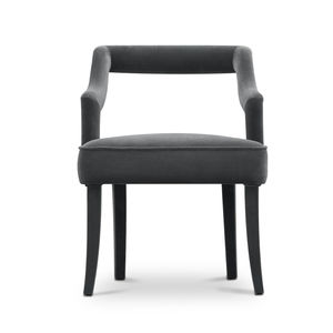 chaise de salle à manger contemporaine / tapissée / avec accoudoirs / en velours