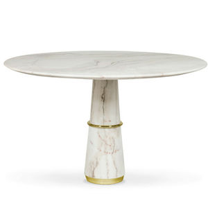 table à manger contemporaine / en laiton poli / en marbre / ronde
