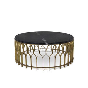 table basse contemporaine / en laiton brossé / en marbre / ronde