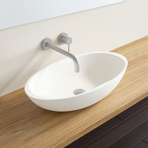 vasque à poser / ovale / en fonte minérale / contemporaine