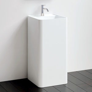vasque sur pied / carrée / en fonte minérale / contemporaine
