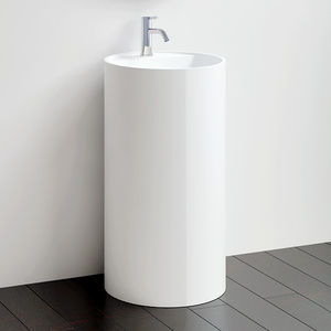 vasque sur pied / ronde / en fonte minérale / contemporaine