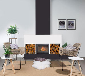 cheminée à bois / contemporaine / à foyer fermé / d'angle
