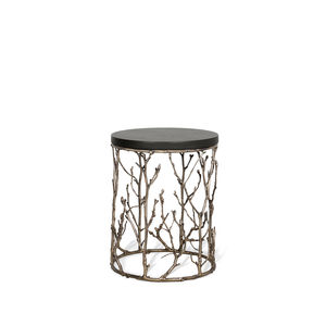 table d'appoint design original / en laiton / en cuir / en ébène