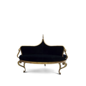 canapé de style / en velours / en bois doré à la feuille d'or / noir