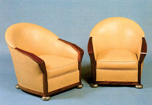 fauteuil Art Déco / en tissu / en cuir / par Pierre Chareau