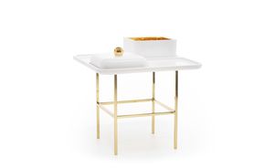 table contemporaine / en fer / en céramique émaillée / rectangulaire