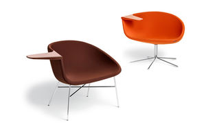 chaise contemporaine / à tablette / tapissée / avec accoudoirs