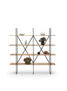 étagère contemporaine / en bois / en bois massif / en acier