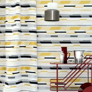 tissu d'ameublement / pour rideaux / mural / à rayures